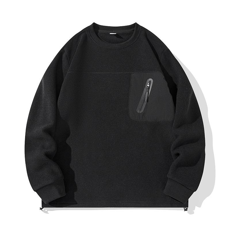 Autumn and Winter Warm Base Solid Color Long-sleeved Men's Round Neck Pullover Stand Collar T-shirt