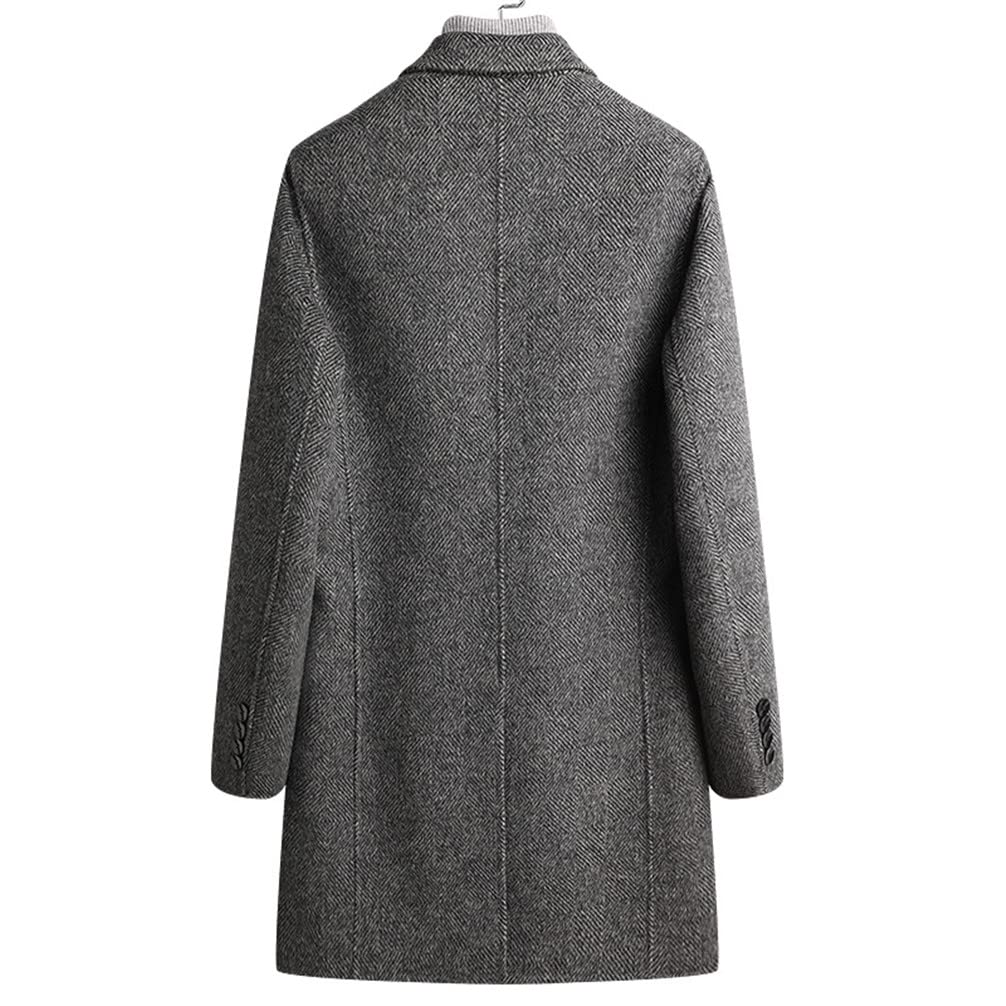 JINLUN Wool Long Business Coat with Down Warm and Men's Coat, Inner, Cold-Resistant Outerwear, Thick, Formal, Casual, Autumn/Winter