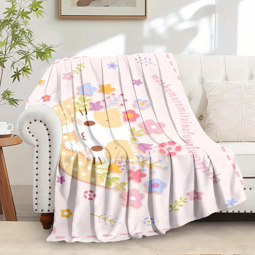 

1pc Flannel Cute, MashumaroThrow Blanket, Cartoon Truck Pattern Printed Blanket, Warm Cozy Soft Blanket For Couch Bed Sofa Car Office Campin 130x150cm