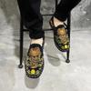 Fashion Cloth Shoes Embroidery Flower Social Guy Male Moccasin-Gommino Student Casual Shoes Fashion National Chinese Style 2024