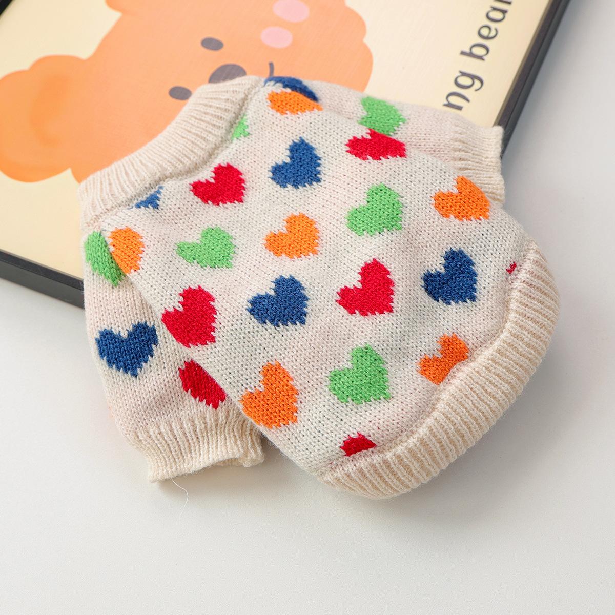 

Colorful Heart Pattern Knitted Pet Sweater Warm Winter Clothing For Small Dogs Cats Cozy Soft Yarn Apparel Comfortable Puppy Kitten Wear XL