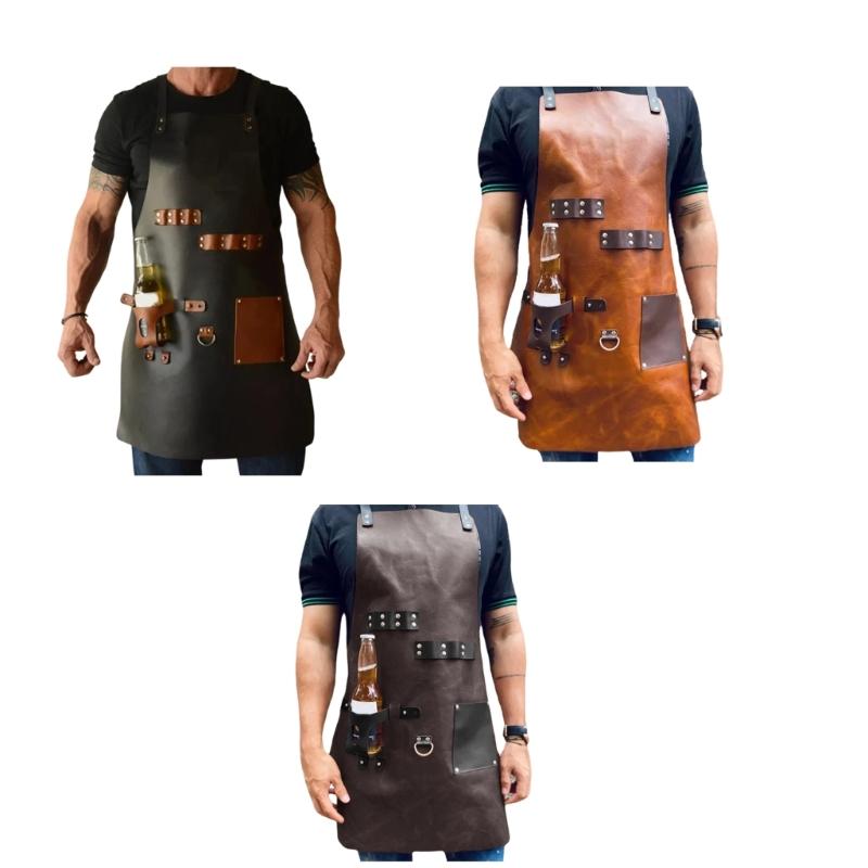 Flexible PU Leather Apron Perfect For Cooks And Barbecue Enthusiasts Featuring Waterproof Quality