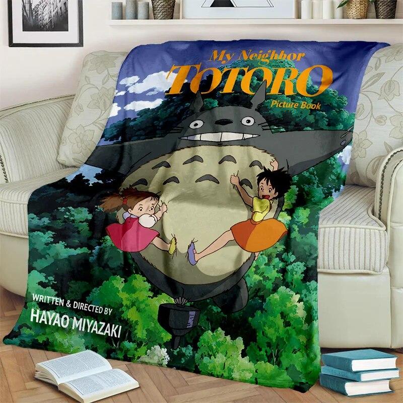 My Neighbor T-Totoro Anime Cartoon Blanket,Soft Throw Blanket for Home Bedroom Bed Sofa Picnic Travel Office Cover Blanket Kids
