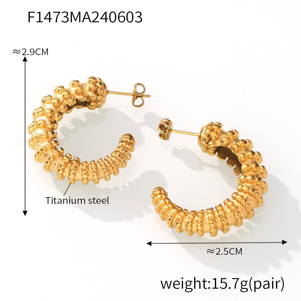 Barcelona Titanium Steel 18k Gold-Plated Irregular C-Shaped Stud Earrings - Fashionable  Versatile Ear Jewelry