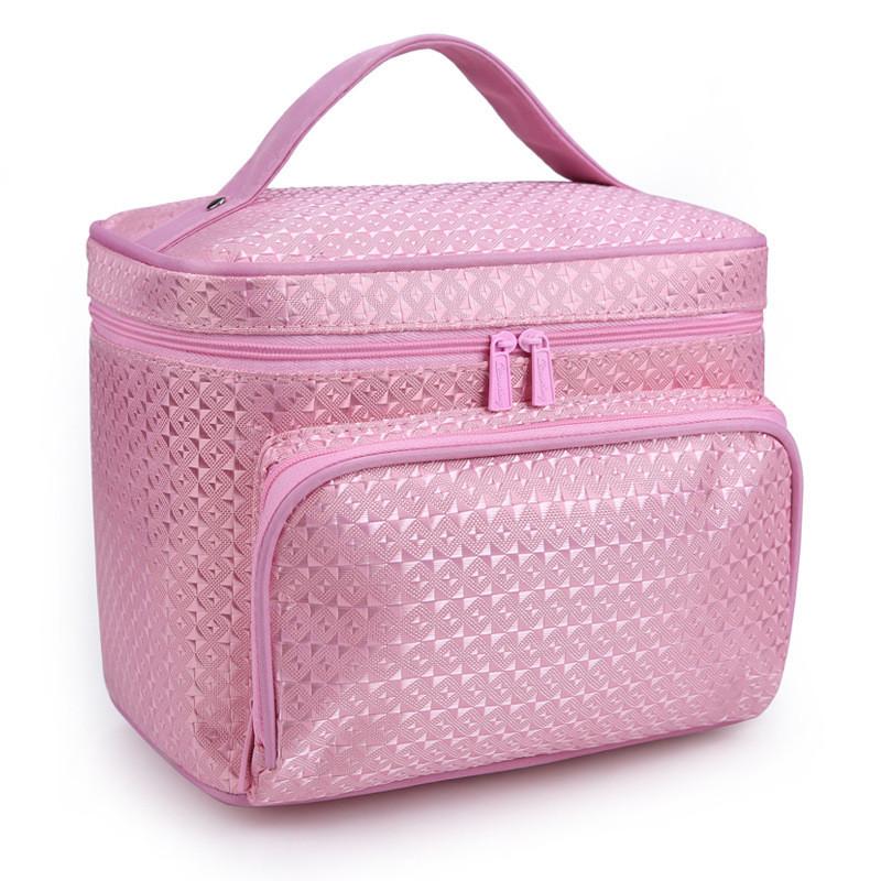 Portable Folding Large Capacity Makeup Bag For Women With Elegant Geometric Patterns In Various Colors