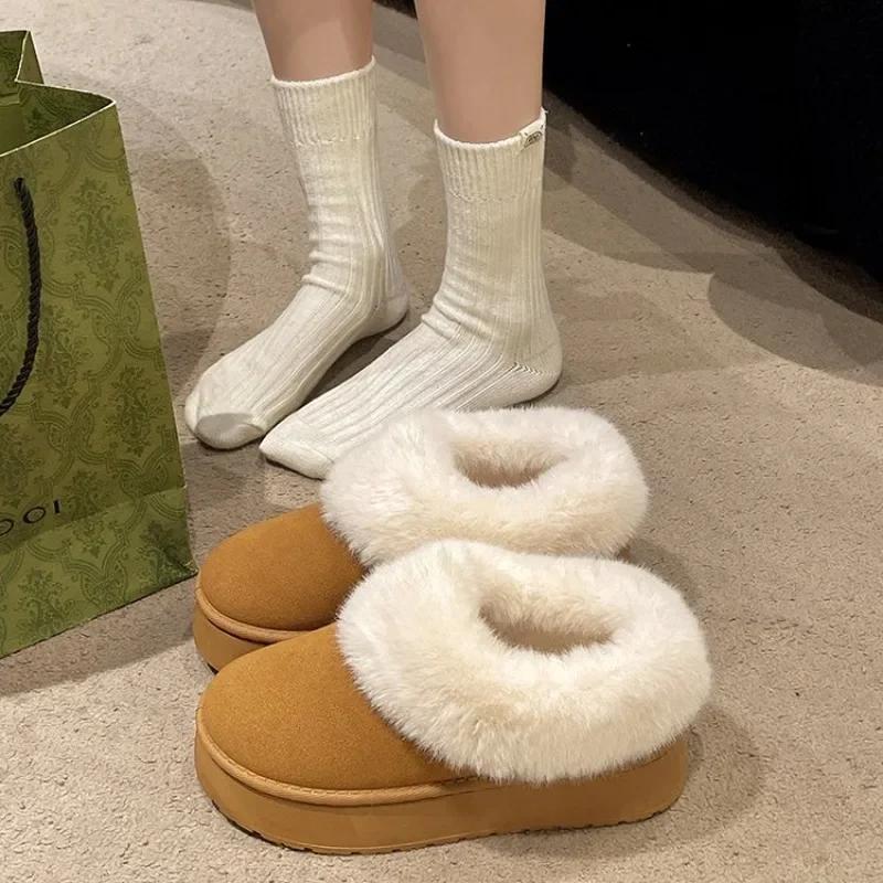 New Warm Boots Women Winter Flats Shoes Short Plush Fur Ankle Snow Boots Casual Shoes Sport Suede Motorcycle Botas