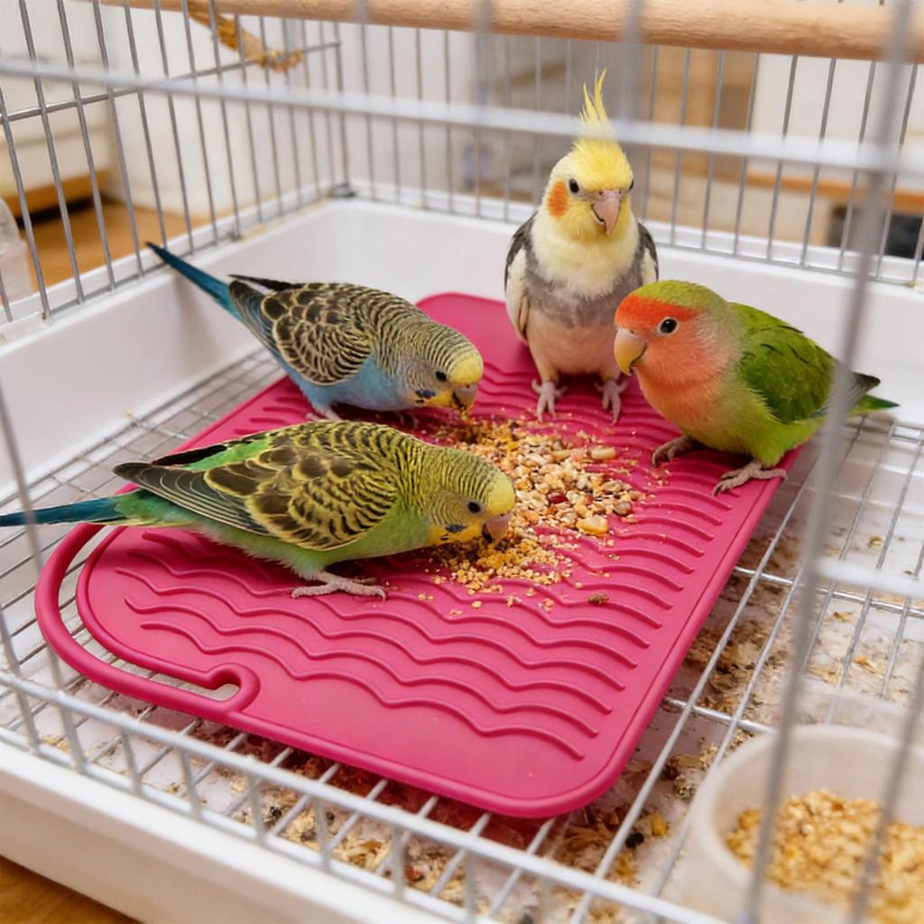 Bird Feeder Mat Bird Foraging Toys Puzzle Parrot Foraging Toys Soft Bird Foraging  Silicone Mats Parrot Cage Accessories