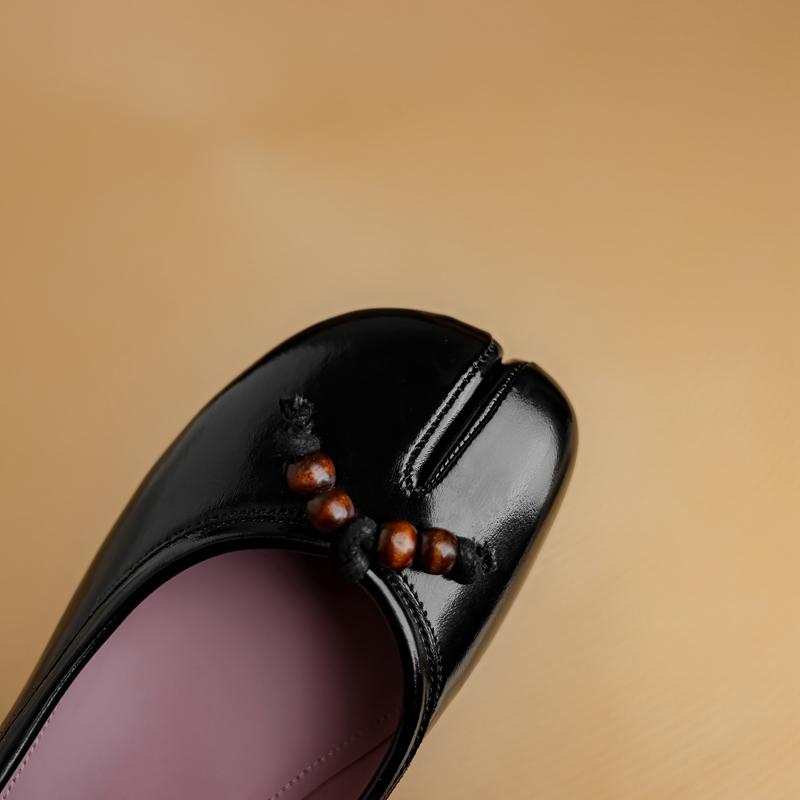 Módní dámské nové kožené ovčí kůže kulatá špička střední podpatek všestranné a pohodlné jelení kopyto líné korálky ležérní jednobotky