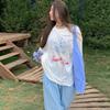 Lazy wind long-sleeved t-shirt women's 2026 new popular summer blouse front shoulder loose design chic Korean top
