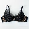 New sexy underwear thin pure desire leopard print embroidered lace bra large chest small large size underwear