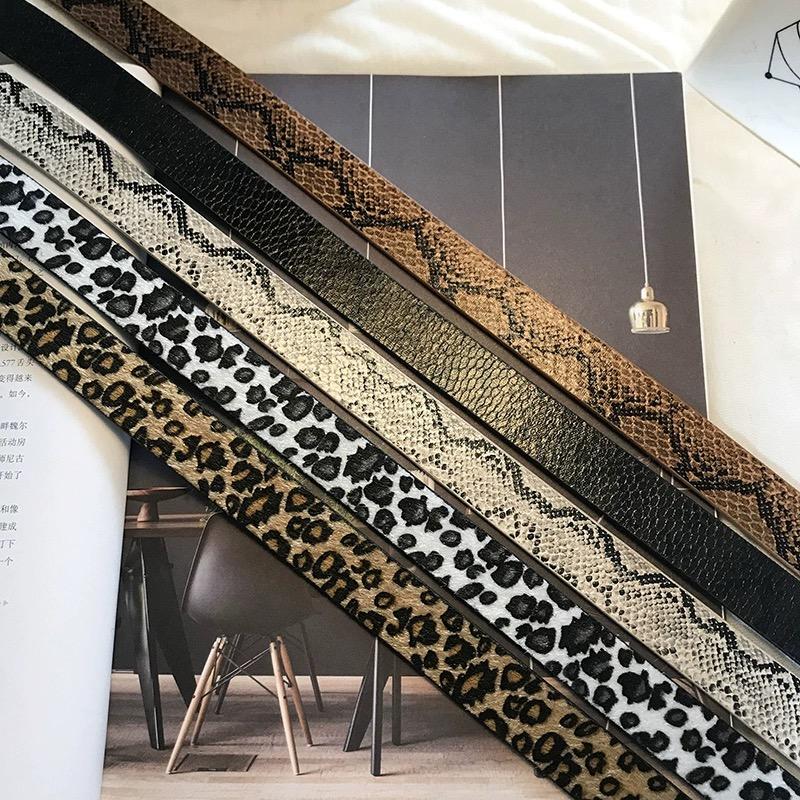 Leopard Square Buckle Snake Pattern Belt Thin Belt Fashionable and Simple Versatile Jeans Decoration Instagram Belt for Wo