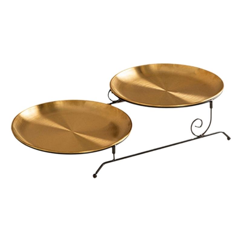 Food Storage Rack Elegant Two Layers Cakes Holder Stand Multipurpose Serving Tray for Dining Rooms and Restaurant Use