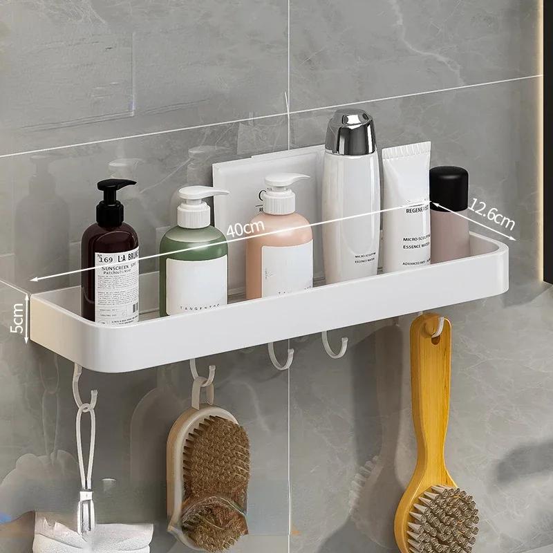 Aluminum Bathroom Storage Shelf Wall Mounted Shower Storage Rack White Organizer Corner Shelves Toilet Shampoo Cosmetics Holder