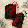New Wine Red Fabric Gift Bag with Bow for Christmas Indoor Decoration