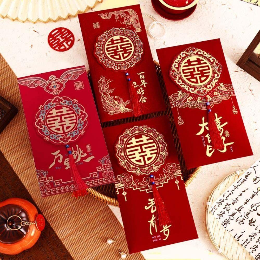 2Pcs/set Bronzing Wedding Changing Fee Bag Hongbao Money Red Pocket Red Envelope  Spring Festival