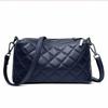 Genuine Leather Rhombus Shoulder Bag Women, Simple Casual Soft Leather Bag Women'S Solid Color Cowhide Messenger Bag