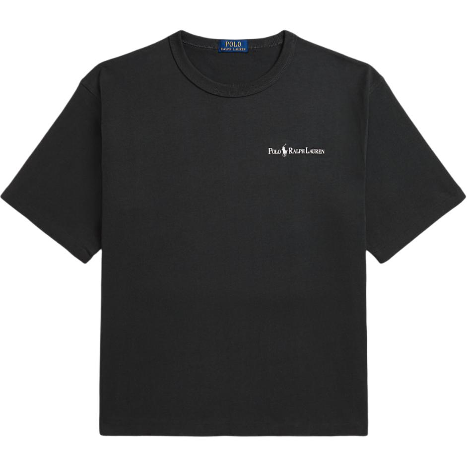 

Polo Ralph Lauren Однотонная футболка с вышивкой логотипа, повседневная, свободного кроя, с коротким рукавом, мужская, топы, Черный MNPOTSH1N822278-001 XS