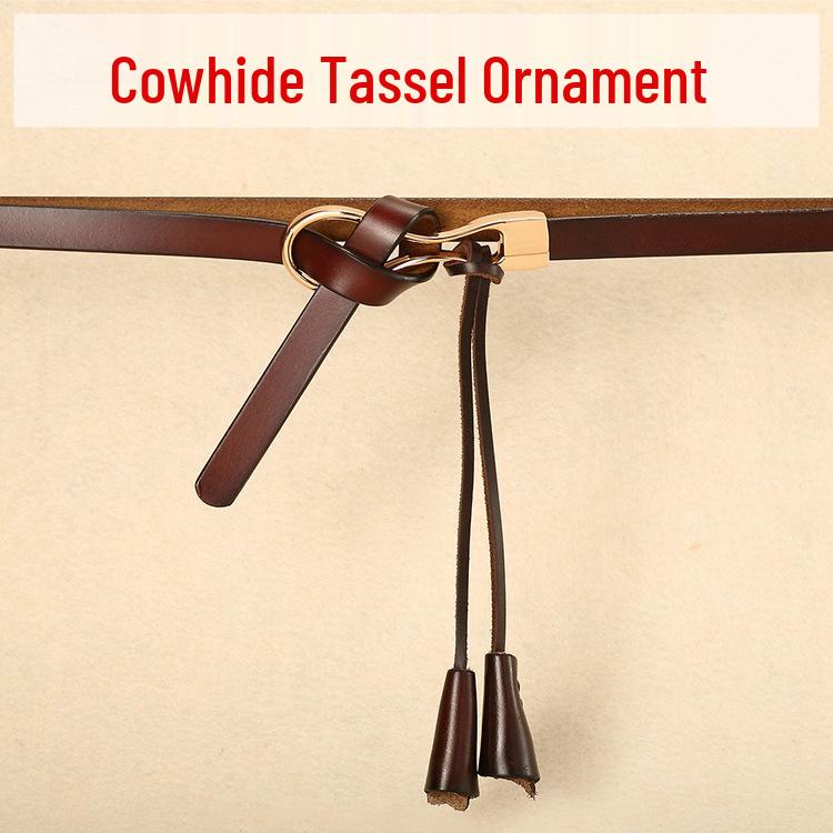 Women's Genuine Leather Hollow Pin Buckle Belt - Fashionable, Versatile, Retro Casual Waist Belt for Jeans