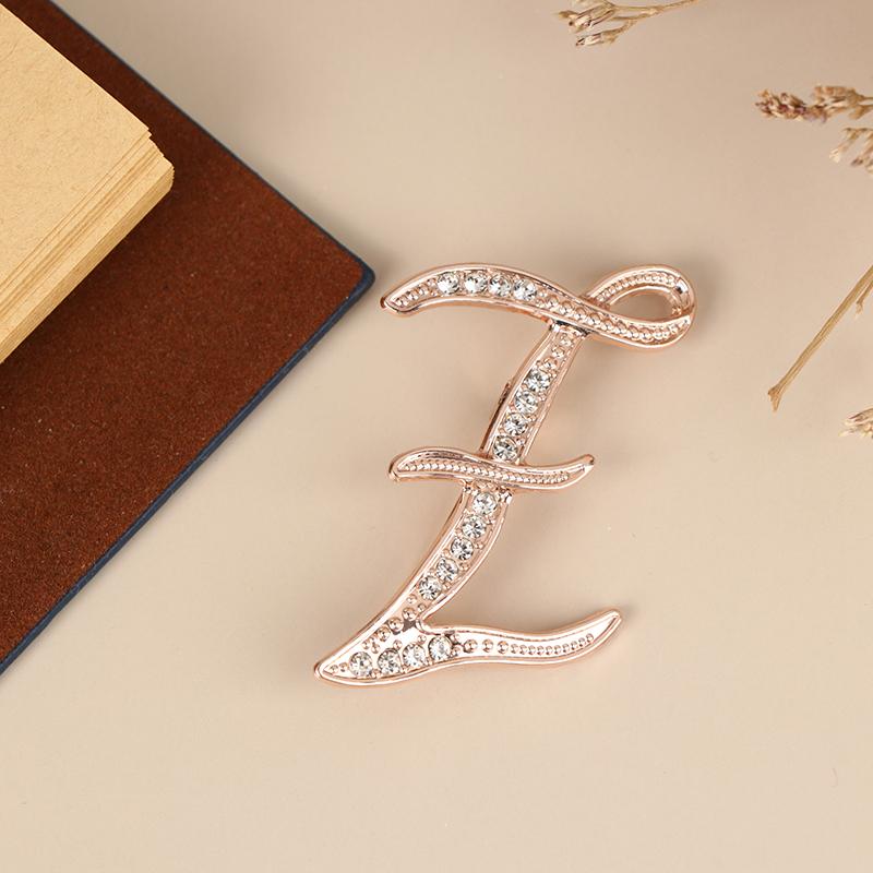 Women Luxury Letter Brooch Pins In Rose Gold Color   English Alphabet Pins Cute Jewelry Accessories Gift
