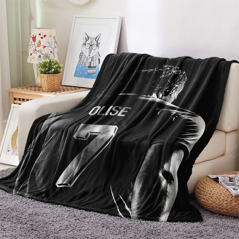 Michael Olise Bedrukte Flanellen Deken, zachte plaid voor slaapkamerbank, wasbaar, voetbalfan merchandise, geweldig cadeau.