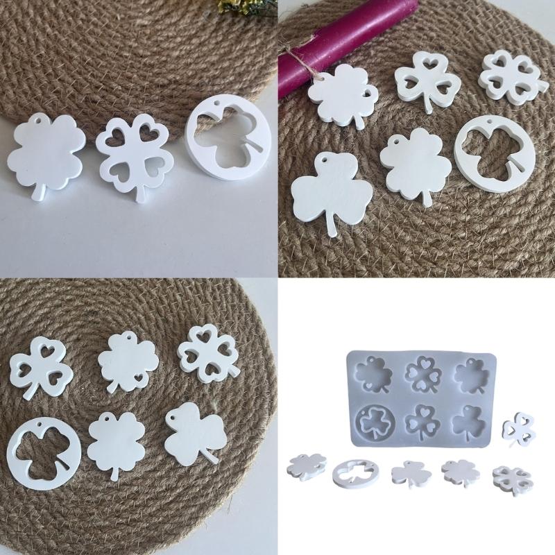 Flexible Pendant Mold Craft Molds Four Leaf Plant Shape Keychain Mould Crafting Accessories Present for Crafting Lover