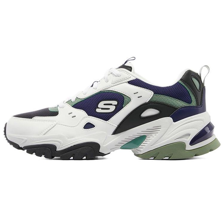 Skechers Men's White/Black/Blue Stamina V2 Mesh Retro Versatile Sports Low-Top Dad Shoes Sneakers 237138-Wbkb Cm