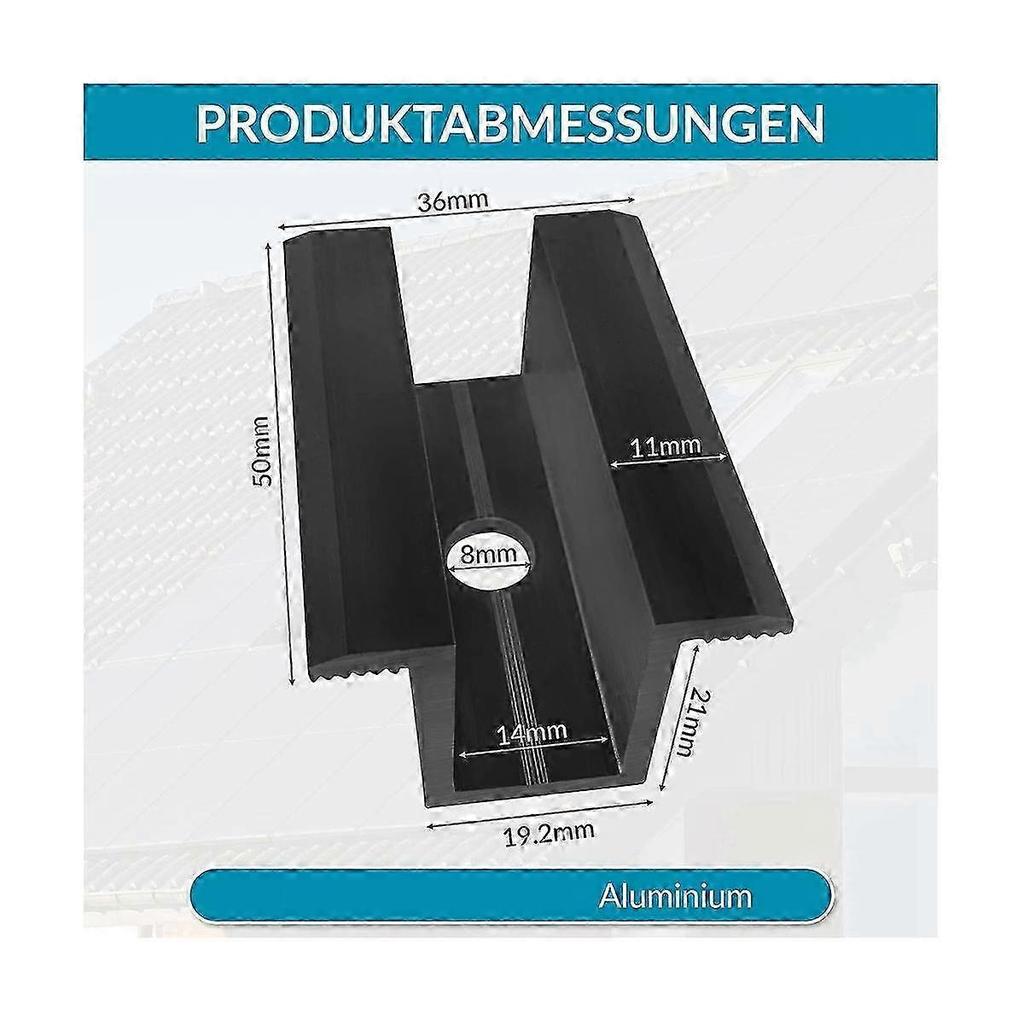 10 Black Solar Panel Centre Clamps, Fits All Frame Heights, PV Module Brackets