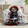 1 ks Halloweenská hororová flanelová deka Chucky, Dárek, Vhodná pro muže i ženy, Měkká, Ideální pro postele a pohovku, Dárek k narozeninám nebo Vánocům