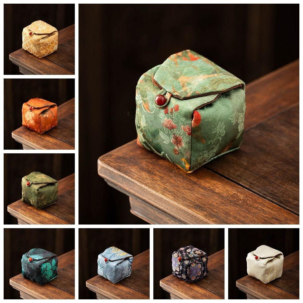 Print Tea Cup Cloth Pouch Chinese Style Embroidered Handbag Retro Teaware Storage Bag  Storage Bag