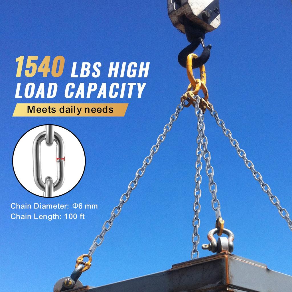 SucceBuy Zinc Plated Grade Chain 3/16"-3/8" Grade 30 Anti-Corrosion Proof Coil for Logging Agriculture and Guard Rails