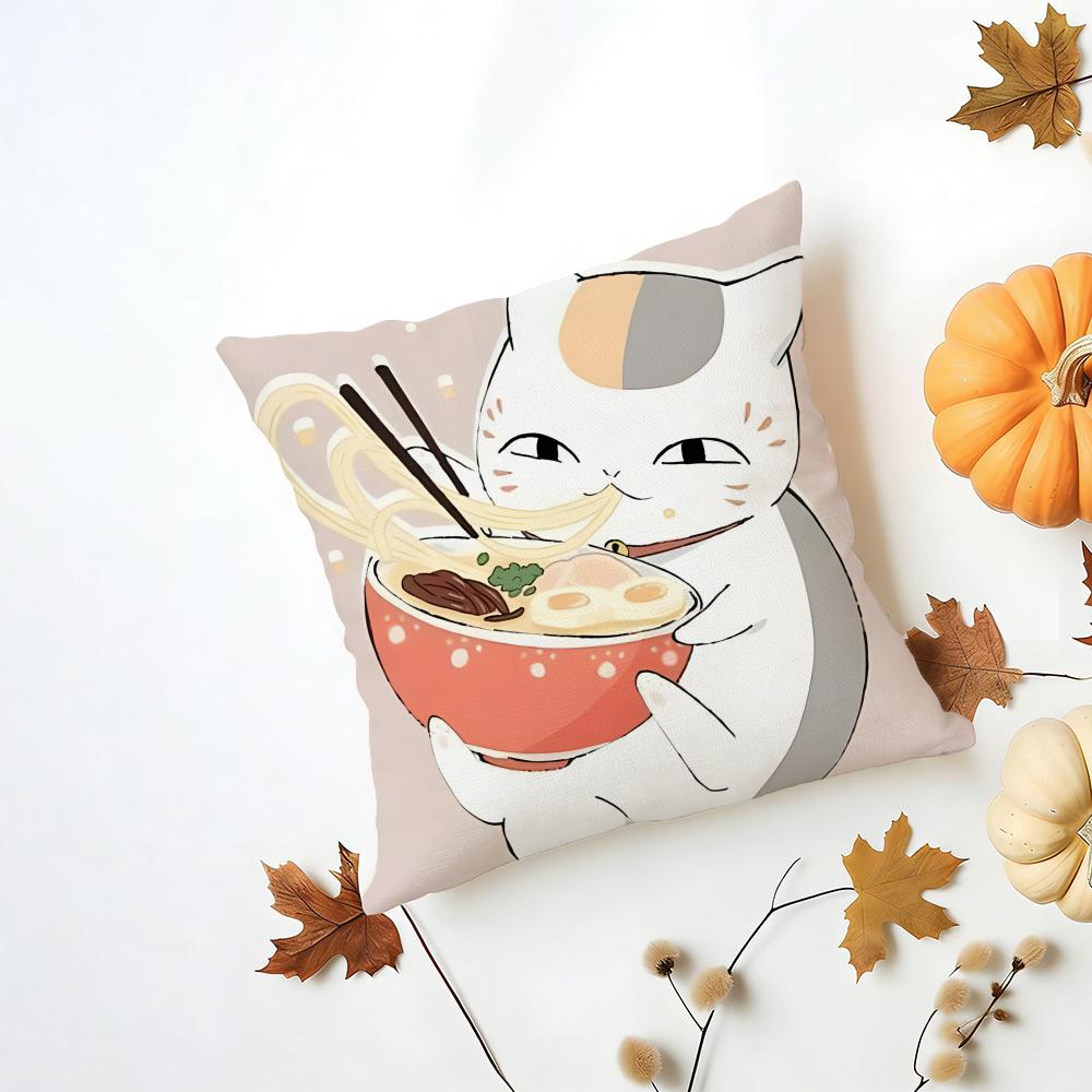 NNyankosensei Cushion Cover Washable Linen Pillowcase Soft for Daily Sofa Bed Home Room Decor