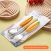 Carrot-Themed Silicone & 304 Stainless Steel Kids' Tableware Set: Spoon, Fork, and Chopsticks for Baby Food
