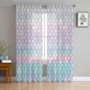Mermaid Scales Ocean Rainbow Chiffon Sheer Curtains for Living Room Bedroom Home Decoration Window Voiles Tulle Curtain