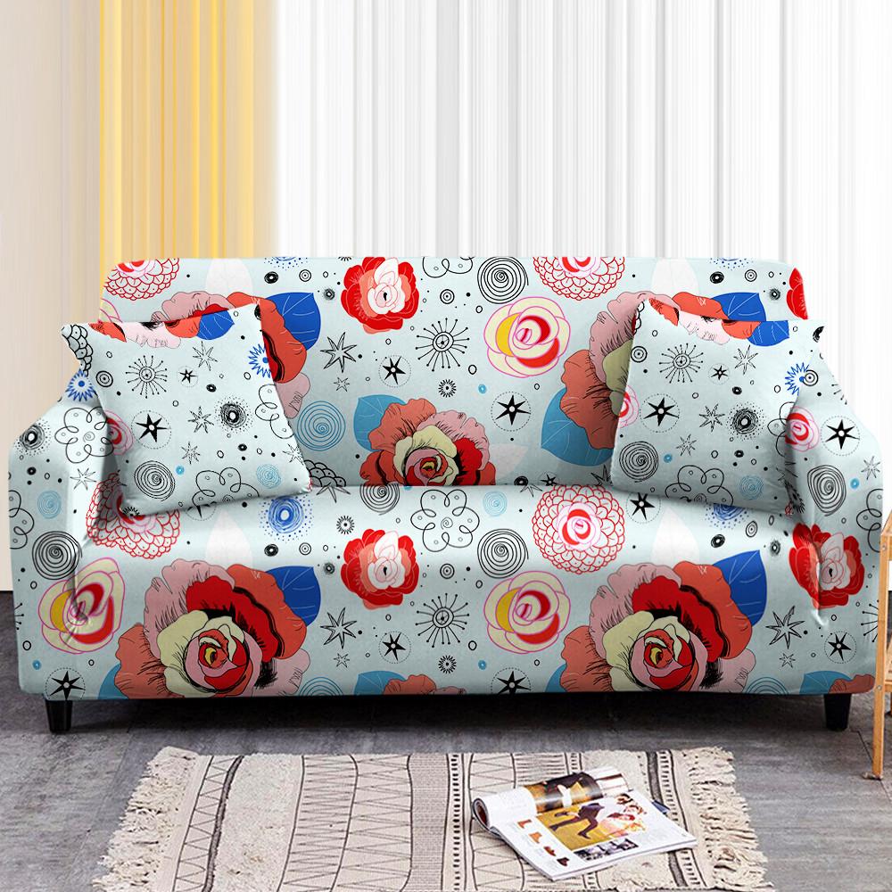 Flower Printing Stretch Sofa Cover Elastic Furniture Protector Slipcovers Couch Cover Sofa Covers For Living Room 1 /2 /3 /4 Seater