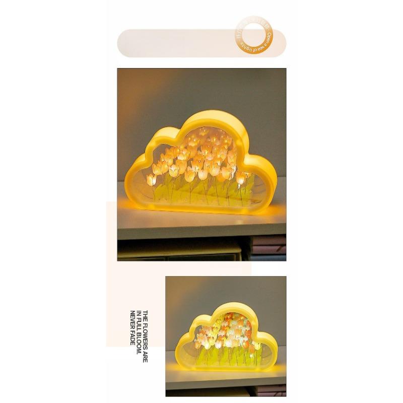 1SET Creative Tulip Flower Sea Night Light Handmade DIY Desktop Decoration Bedside Lamp Ambient Light Ornament Creative Gift