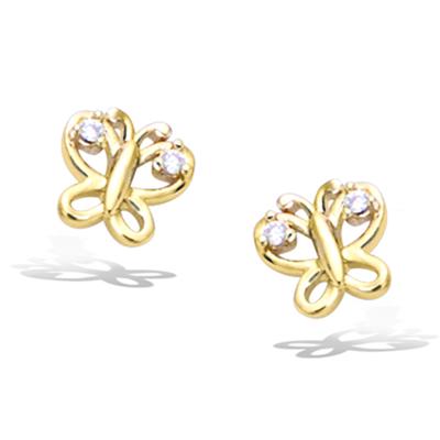 [Q6836] - Gold Plated Earrings 'Butterflies' White Gold - 6x6 Mm