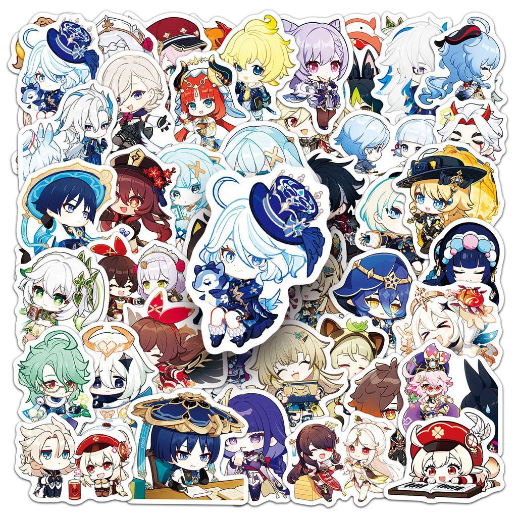 50 Cute Genshin Impact Graffiti Stickers for Game Decoration - Perfect for Water Cups, Mobile Phones & Computers