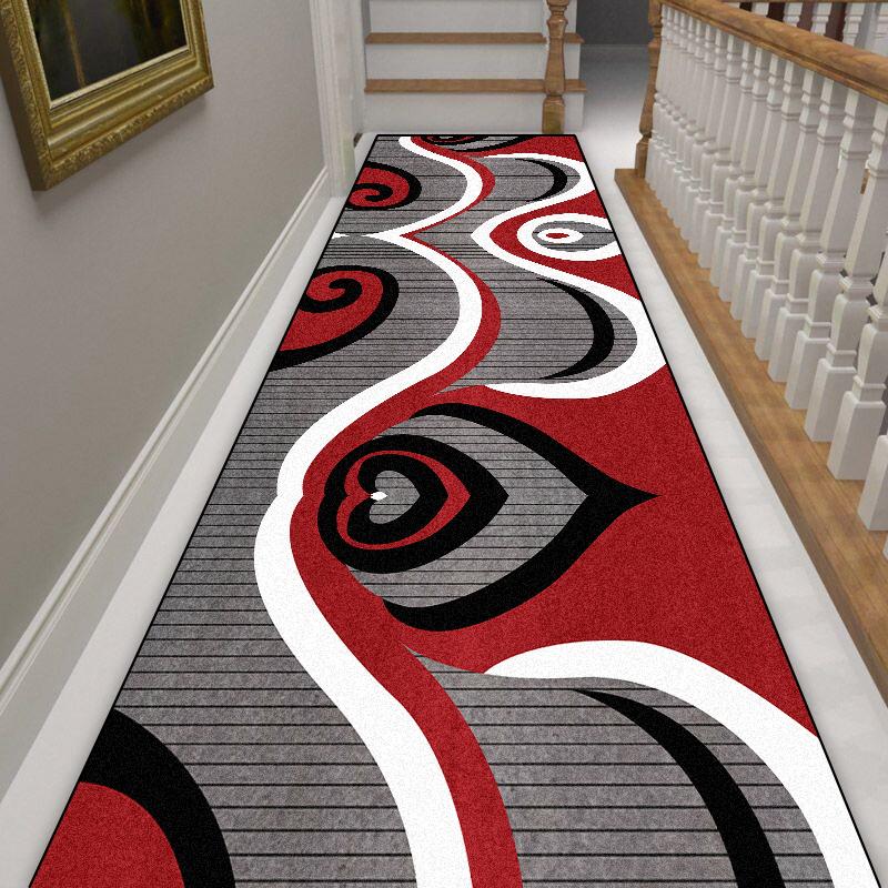 European Geometric Long Corridor Carpet Hotel Hall Runners Non-slip Customizable Rug Villa Stairs Hallway Doorway Passageway Mat