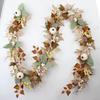 Maple Leafs Wreath 5.9FT Pumpkin Halloween Garland With Berries Pumpkin Decorative Leafs Vine Fall Garland for Thanksgiving