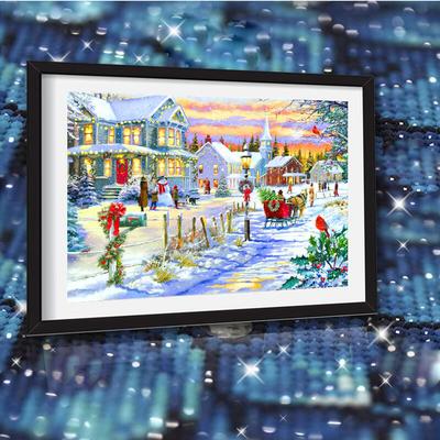 5D-Diamantgemälde, Weihnachten, Winter, DIY, Heimdekoration, voller quadratischer Bohrer, Diamant-Stickerei, kleine Stadt, Schneemann, Mosaik, Kunsthandwerk, Handarbeit, handgefertigtes Geschenk