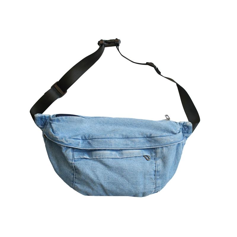 Student's Large Capacity Denim Chest Bag Women's Crossbody Bag Waist Bag