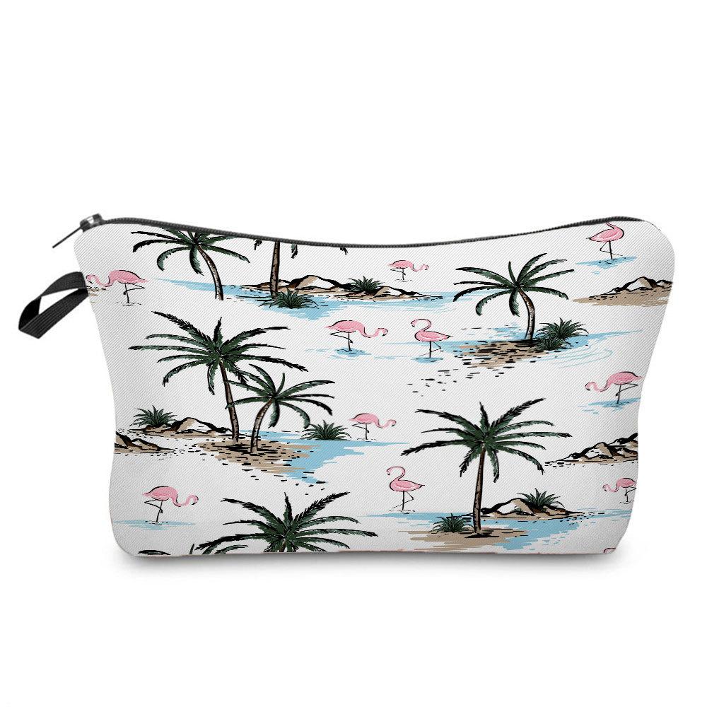 Women Flamingo Print Cosmetic Bag Toiletries Organize Travel Storage Case 6364 CLE