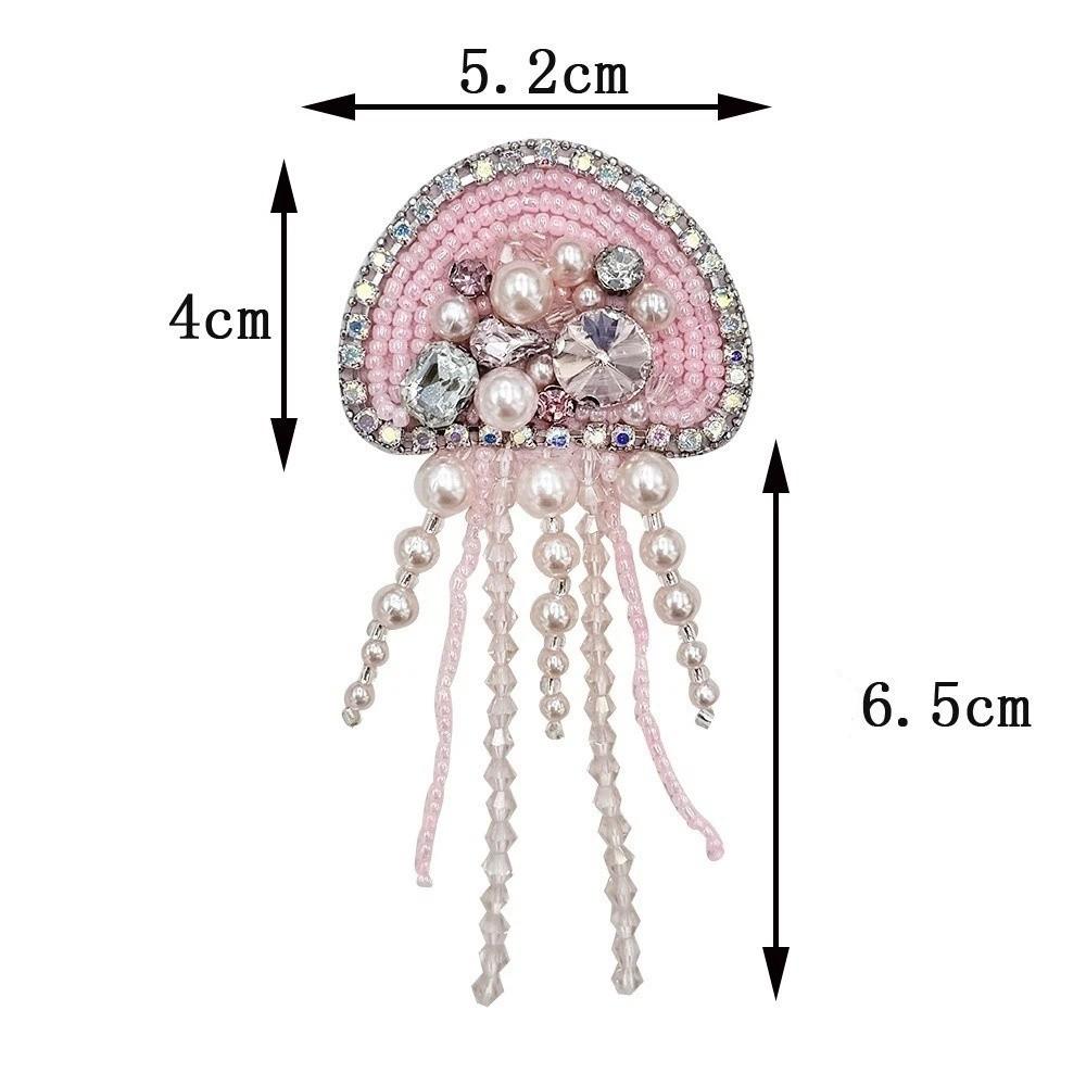 DIY Jellyfish Beads Patches Rhinestone Brooch Badge Sea Animal Appliques For Clothing Bags Shoes