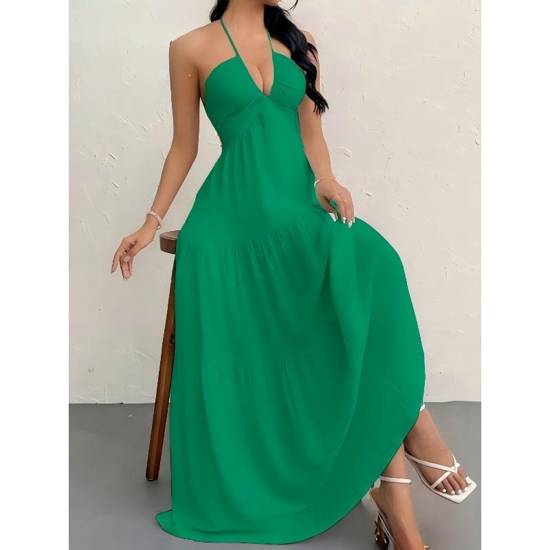 Nuovo top a fascia tinta unita estivo sexy con spalline a halter abito casual da vacanza al mare per il collo
