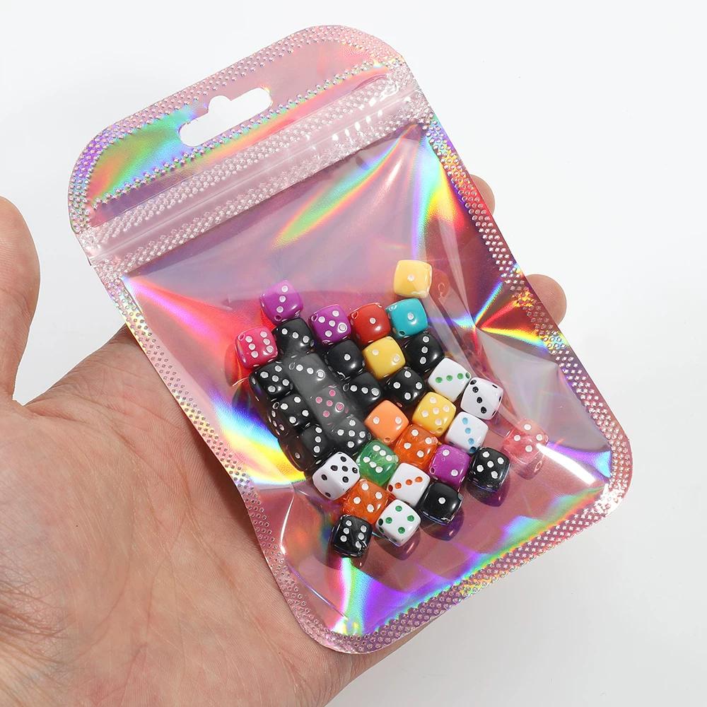Laser Rainbow Self Sealing Bag Reusable Sealed Zipper Lock Packaging Bag Earrings Necklaces Hair Accessories Wrapping Pouch Product Storage Sack