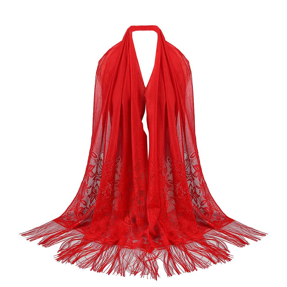 Cute Womens Muslim Islamic Tassel Lace Hollow Long Hijab Scarf Shawl Wrap Stole Cute Womens Muslim Islamic Tassel Lace Hollow Long Hijab Scarf Shawl Wrap Stole