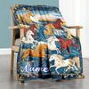 Horses Personalized Name Blanket Throw Personalized Blanket Soft & Cozy Throw For Office Chair Bedding Nap Sofa Ideal for All Seasons