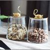 Clear Glass Storage Jar with Lid Golden Elk Candy Jar Home Multifunctional Nut Coffee Bean Herb Storage Bottle Kitchen Container