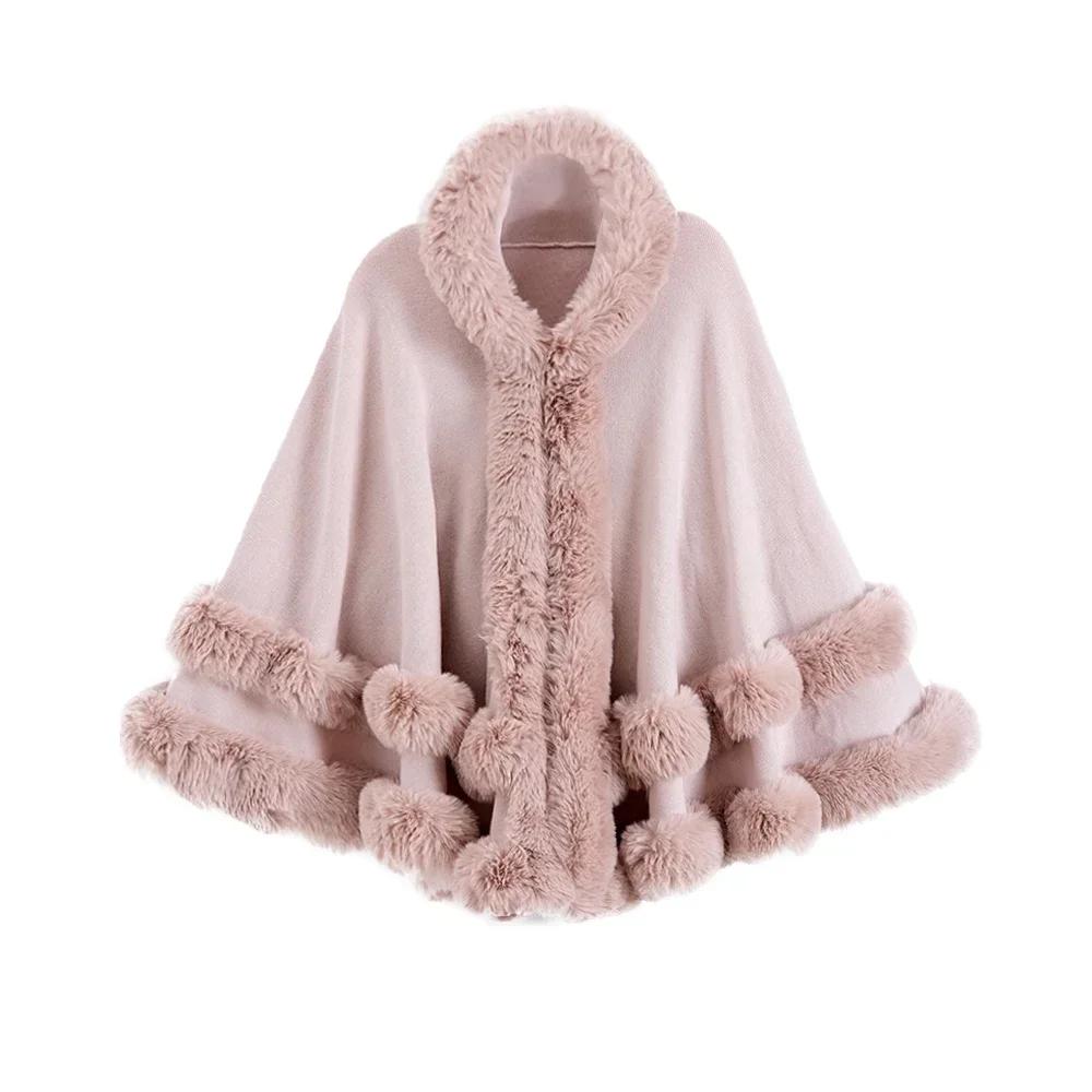 thumbnail interactive-video image 1 of 11 Colors Faux Rabbit Fur Cape Coat For Women Lapel Overcoat Winter Warm Poncho Cloak Batwing Sleeves Loose Shawl Outer Wear Buy Cheaply On 1 of 10