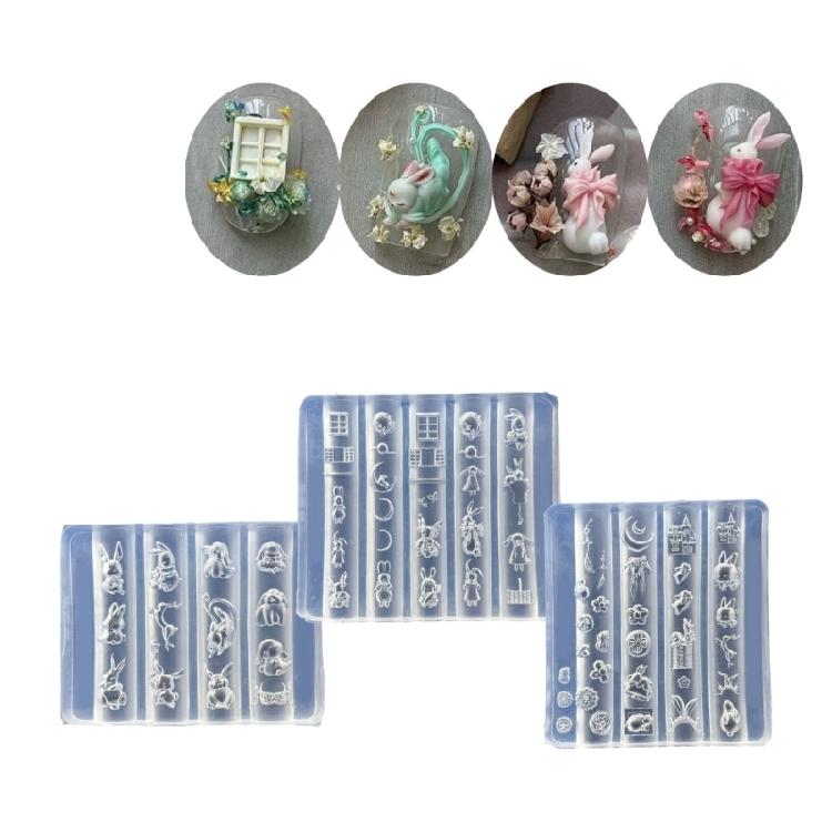 Molde de Silicone Macio de Coelho para Design de Unhas para Entusiastas de Artesanato Ferramenta Reutilizável Simplifica Criações de Manicures Intrincadas